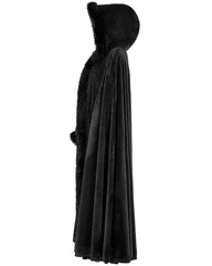 Gothic Faux Fur Trim Long Hooded Coat
