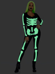 Printed Glow In The Dark Skeleton Adult Catsuit