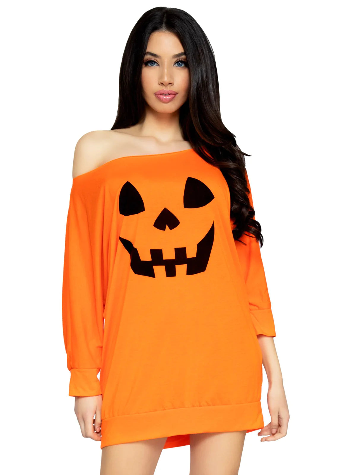Jersey Orange Pumpkin Jack-O-Lantern Dress