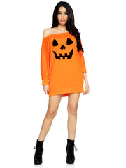 Jersey Orange Pumpkin Jack-O-Lantern Dress