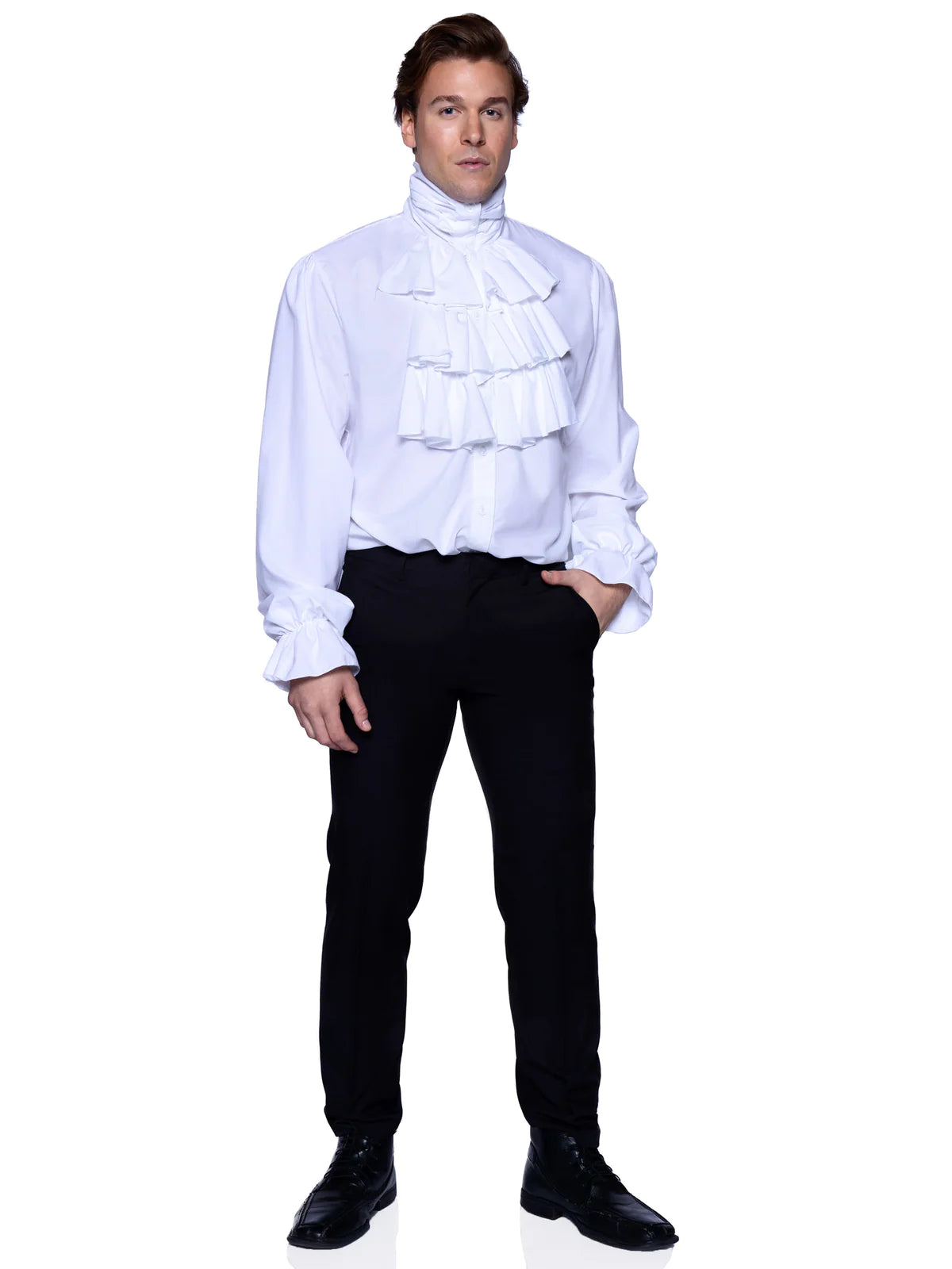Men's White Ruffle Front Costume Shirt