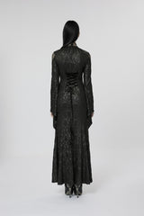 Night Withered Lace Mock Neck Maxi Dress