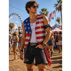 Stars and Stripes Sequin Men's Vest