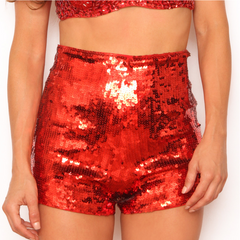 Alluring High-Shine Sequin Shorts