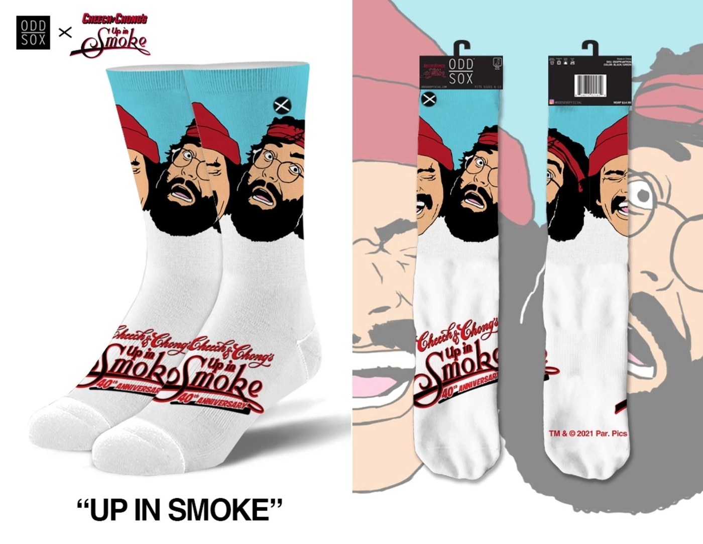 Cheech & Chong's Up in Smoke Crew Length Knit Socks
