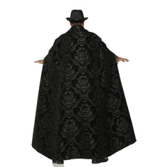 Long Black Men's Brocade Cape with Arm Holes
