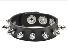 3/4" Wide 3-Snap Leather Bracelet with 1/2" Spike