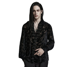 Punk Rave Gothic Floral Pattern Velvet Long Sleeved Shirt