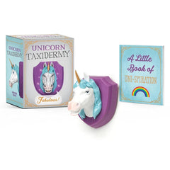 Unicorn Taxidermy Mini Wall Bust w/ "Fabulous" Phrase & Mini Unicorn Book