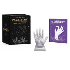 Palmistry Mini Porcelain Palm w/ Clear Quartz Crystal & Illustrated Guidebook
