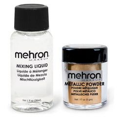 Mehron Metallic Powder Pigment w/ Mixing Liquid Medium