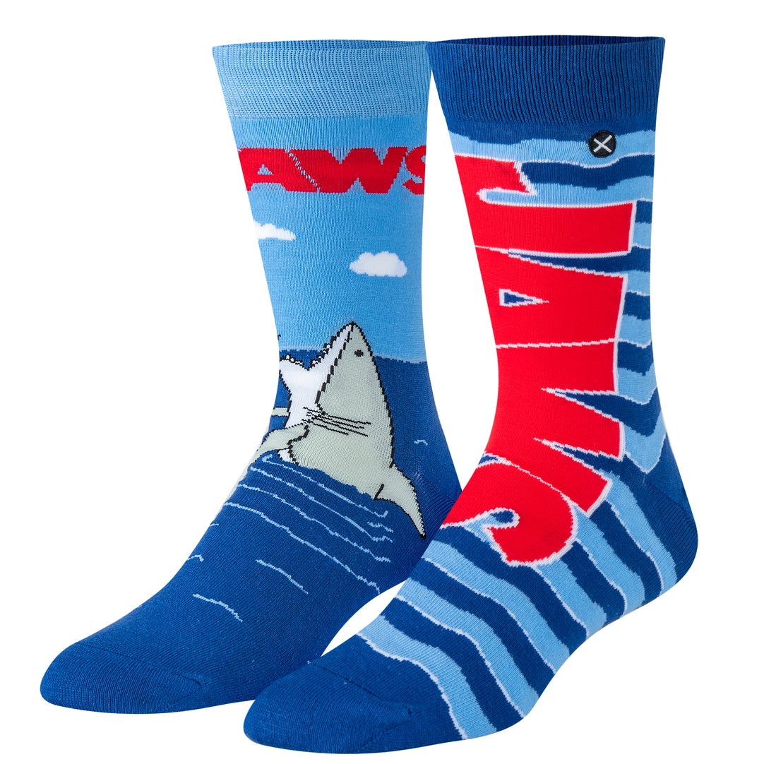 Jaws Movie Open Wide Crew Length Mix Match Knit Socks