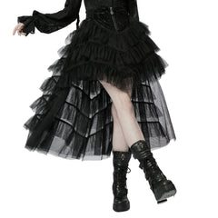 Gothic Ruffle Layered Skirt with Heart Shape Waist