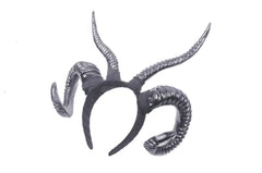 Gothic Succubus Black Ram Horn Headband