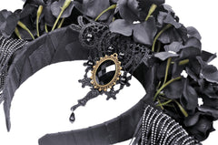 Devil's Queen Tassel Floral Headband with Gemstone