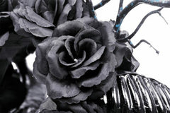 Goth Queen Rose Twig Headband With Sheep Horns