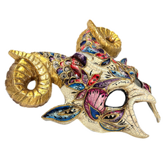 Ornate Goat Horn Masquerade Mask