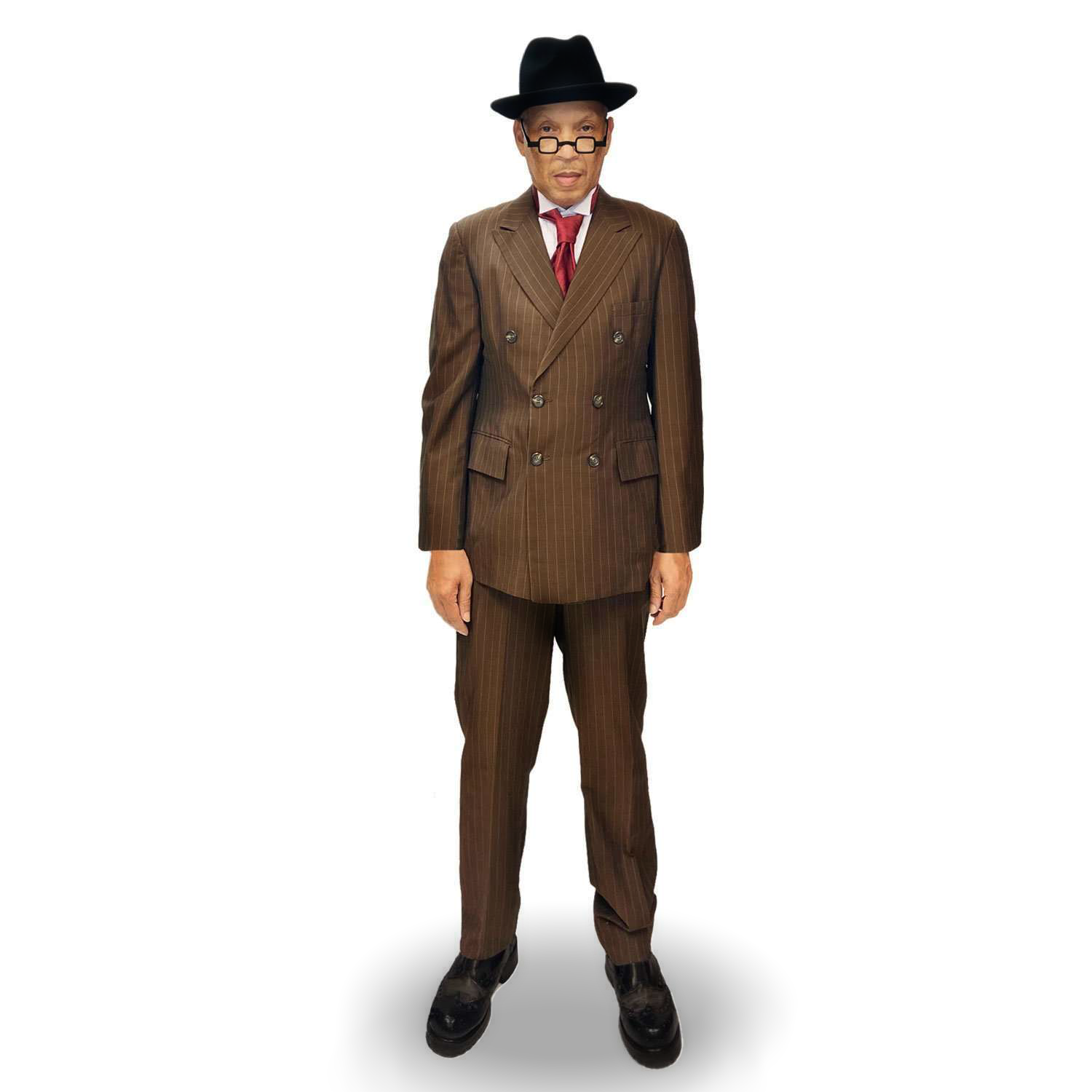 Exclusive 1920s Brown Striped Double Breasted Suit Adult Costume