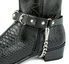 Black Leather D-Ring Boot Strap