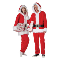 Santa Claus Fleece Unisex Jumpsuit Adult Costume