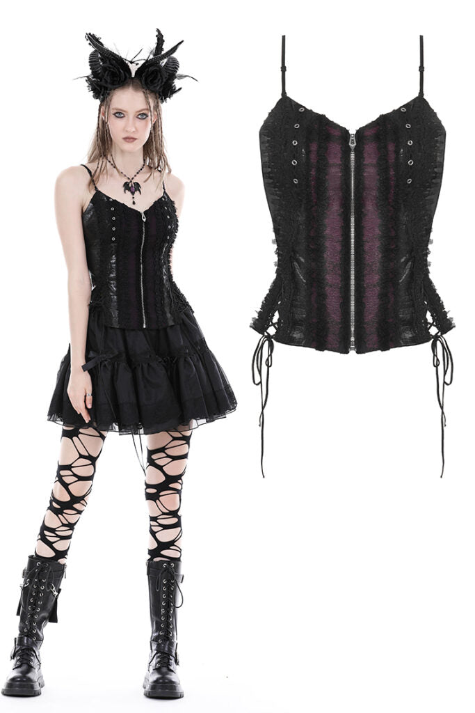 Bruised Black & Purple Lace Up Corset Top