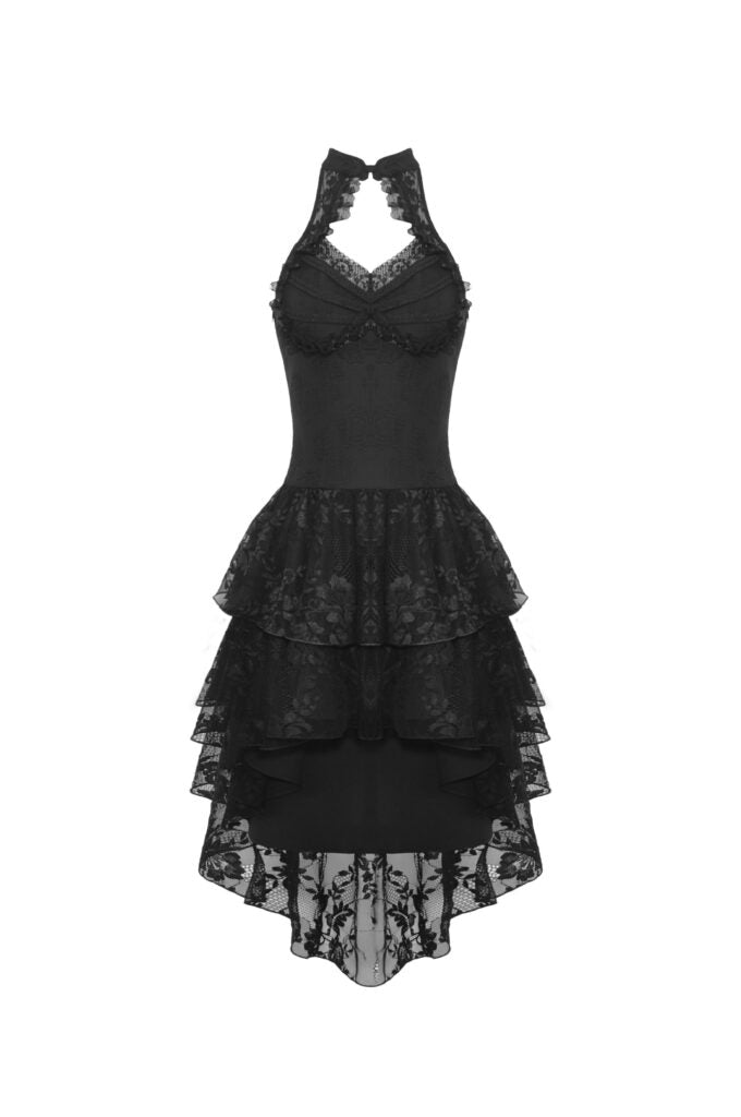 Alluring Gothic Claw Chest High Low Halter Dress