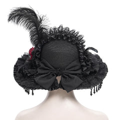 Black Feather Victorian Hat