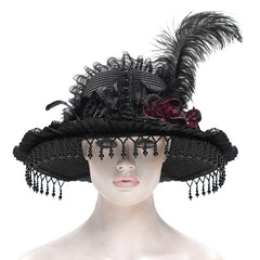 Black Feather Victorian Hat