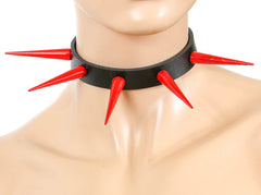 Long Silver Cone Spiked Choker