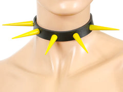 Long Silver Cone Spiked Choker