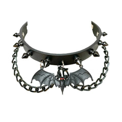 Bat Pendant Spiked Chain Choker