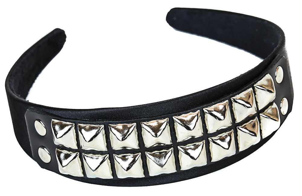Black 25mm Silver Studded Leather Headband