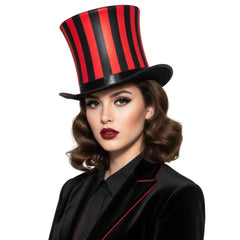 Black & Red Striped Top Hat
