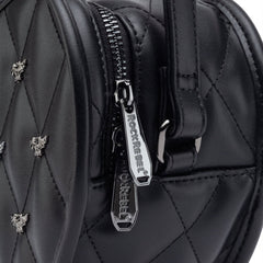 Damask Cross-Body Bag W/ Studded Bat Pattern
