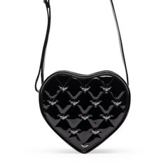 Damask Cross-Body Bag W/ Studded Bat Pattern
