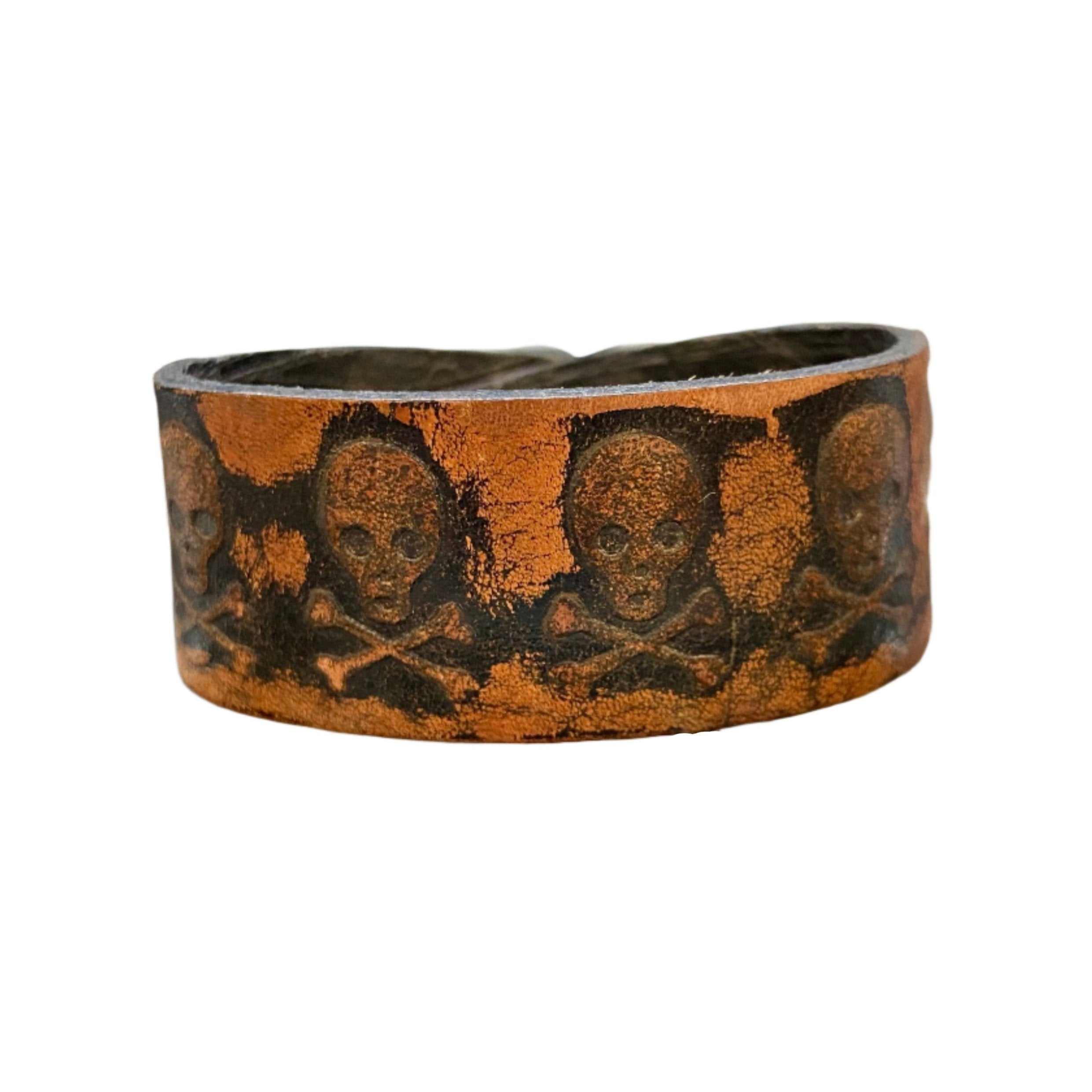 Embossed Skull Skull Embossed Leather Bracelet – AbracadabraNYC