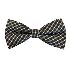Black & White Plaid Bow Tie With Metallic Accents