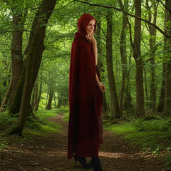Women's Red Hooded Cape