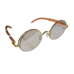 Classic Wooden Circular Glasses