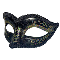 Zaneta Venetian Black Glitter Mask