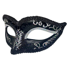 Zaneta Venetian Black Glitter Mask