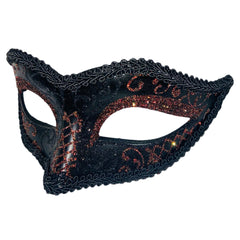 Zaneta Venetian Black Glitter Mask