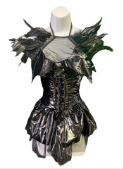 Gothic Vinyl Feathered Corset Dress