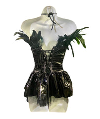 Gothic Vinyl Feathered Corset Dress
