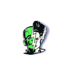 Bride & Frankenstein - Half-Face Enamel Pin