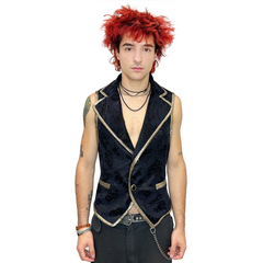 Men's Handmade Black and Gold Suit Vest