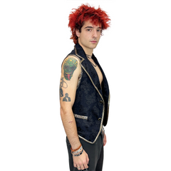 Men's Handmade Black and Gold Suit Vest