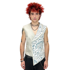 Men's Handmade Beige Formal Vest