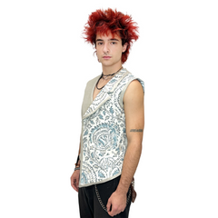 Men's Handmade Beige Formal Vest