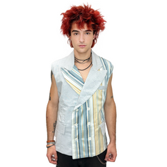 Men's Handmade Beige Formal Vest